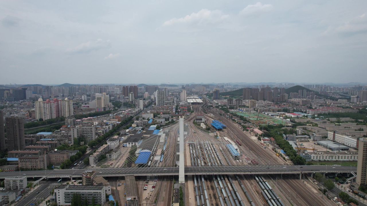 江苏徐州和平大桥地标建筑航拍