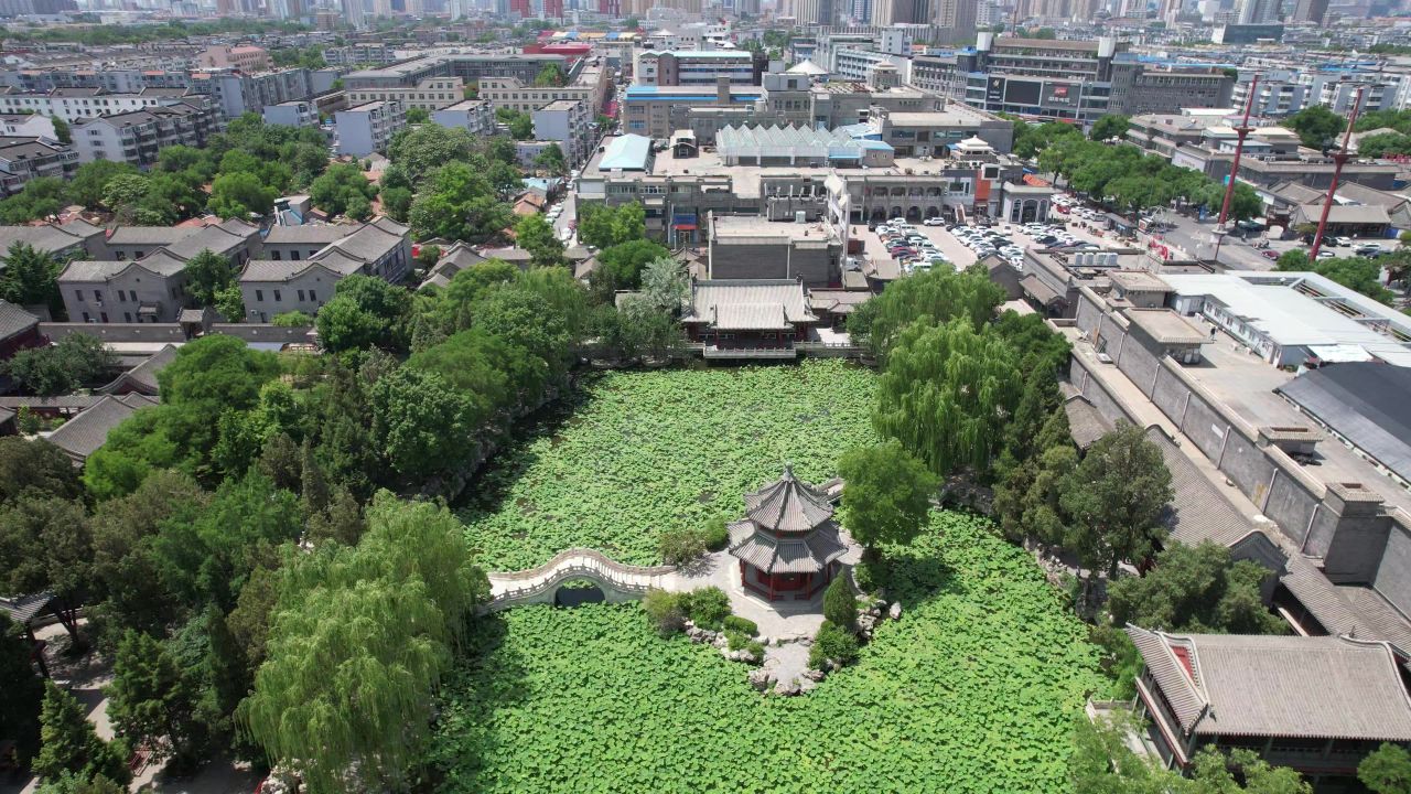 河北保定古莲池风景区航拍