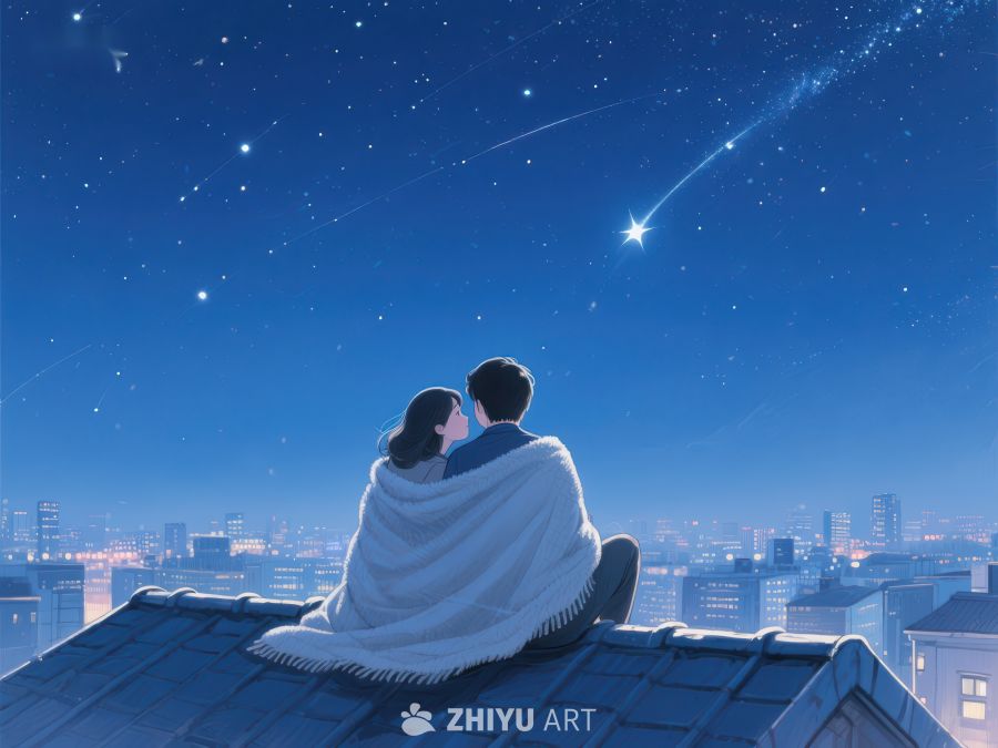 屋顶夜观流星的恋人 837