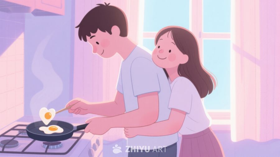 厨房里的温馨时刻：两人共同烹饪 27