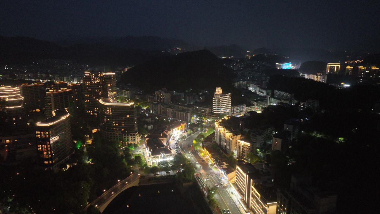 4K航拍浙江杭州淳安县千岛湖夜景风光 4