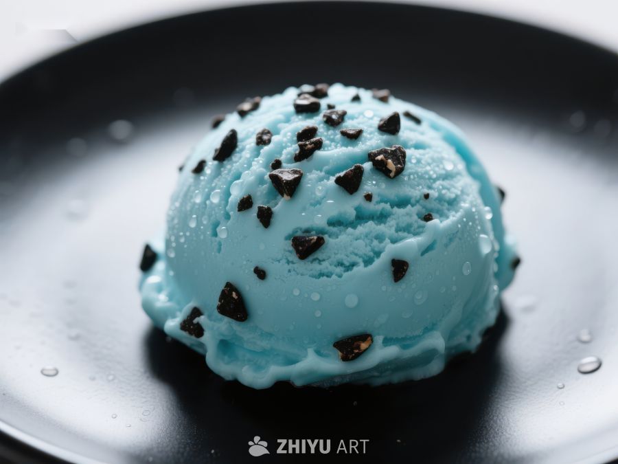 蓝色冰淇淋球配巧克力碎片