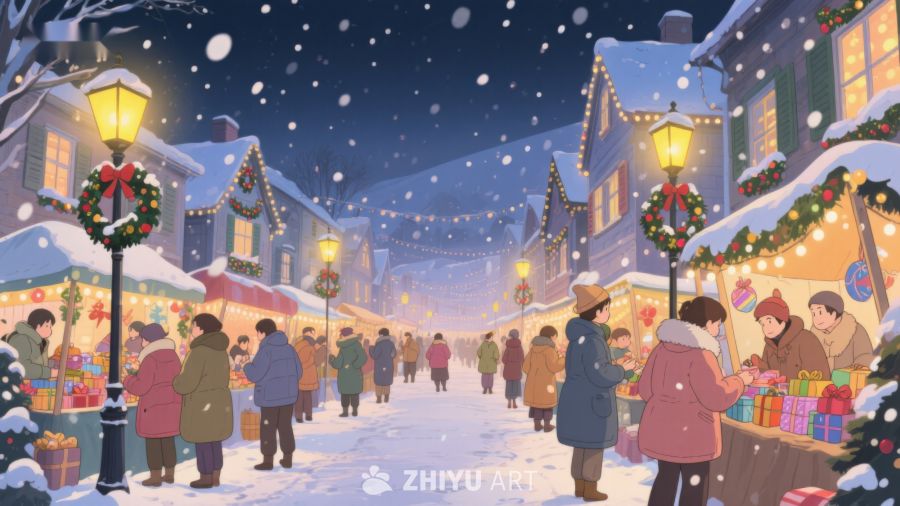 冬夜雪中集市 107