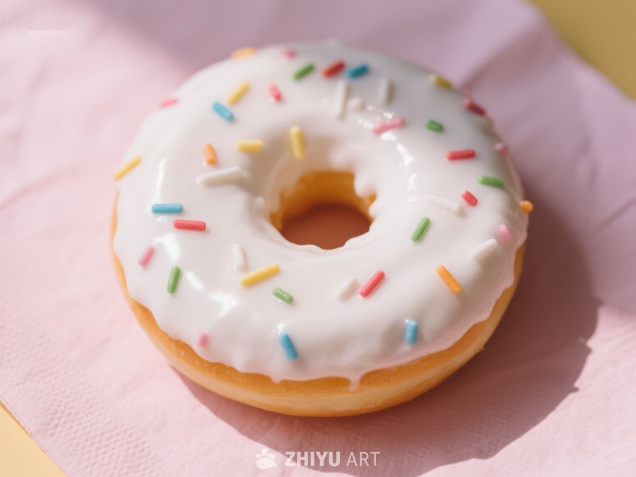 彩色洒粉的奶油甜甜圈