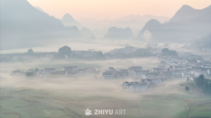 水墨画般的乡村晨景 46