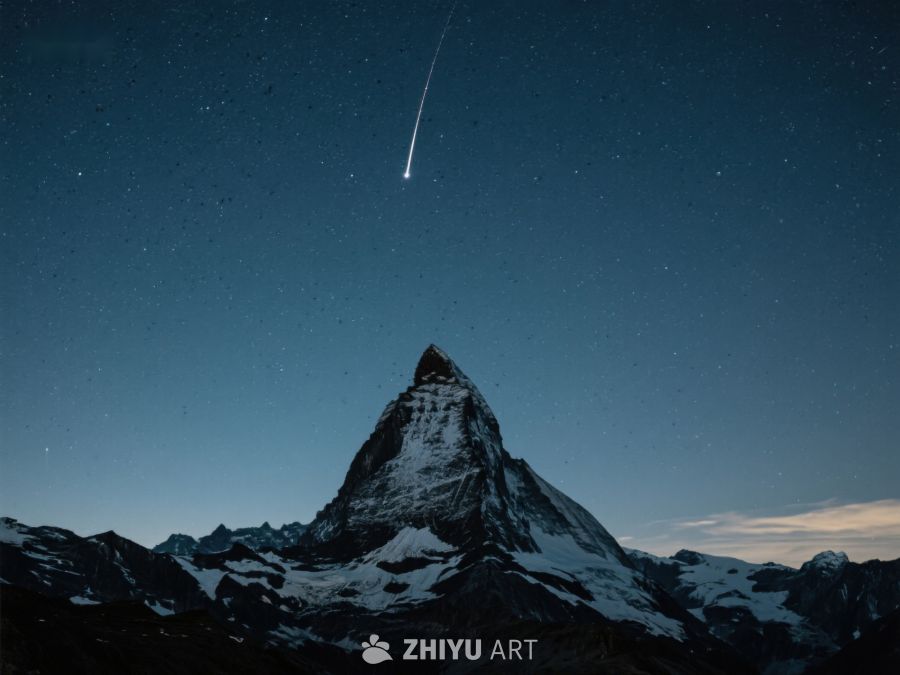 夜空流星划过雪山之巅 278
