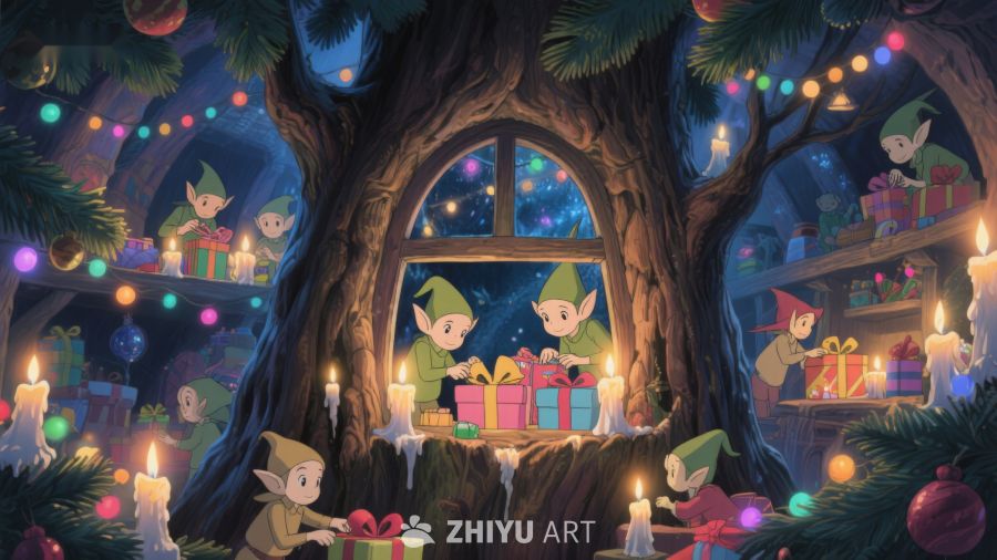 精灵在树屋中庆祝节日 143