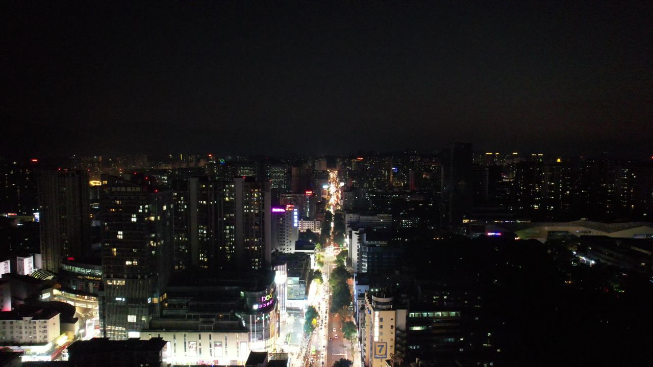 湖南郴州城市夜景灯光航拍