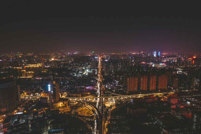安徽省合肥市夜景五里墩立交桥夜景