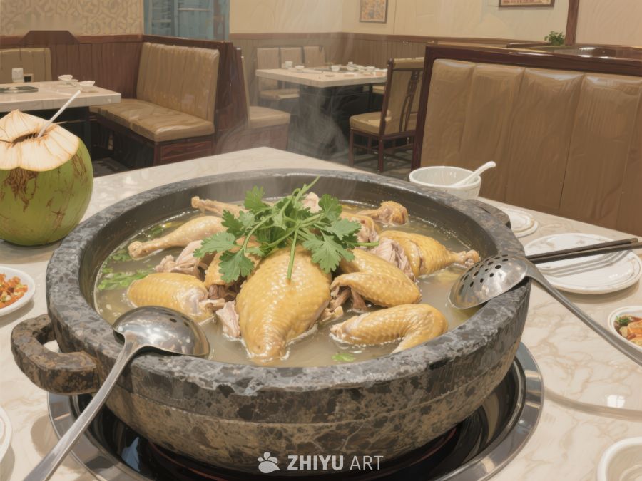 石锅鸡煲，热气腾腾的美味佳肴 667