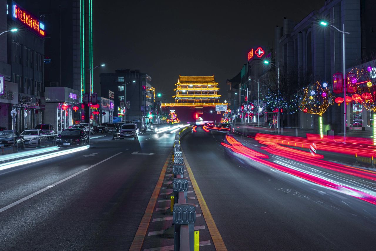忻州古城车流延时