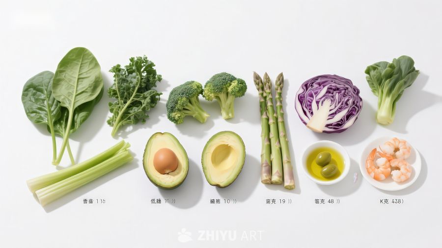 多种新鲜蔬菜与食材展示