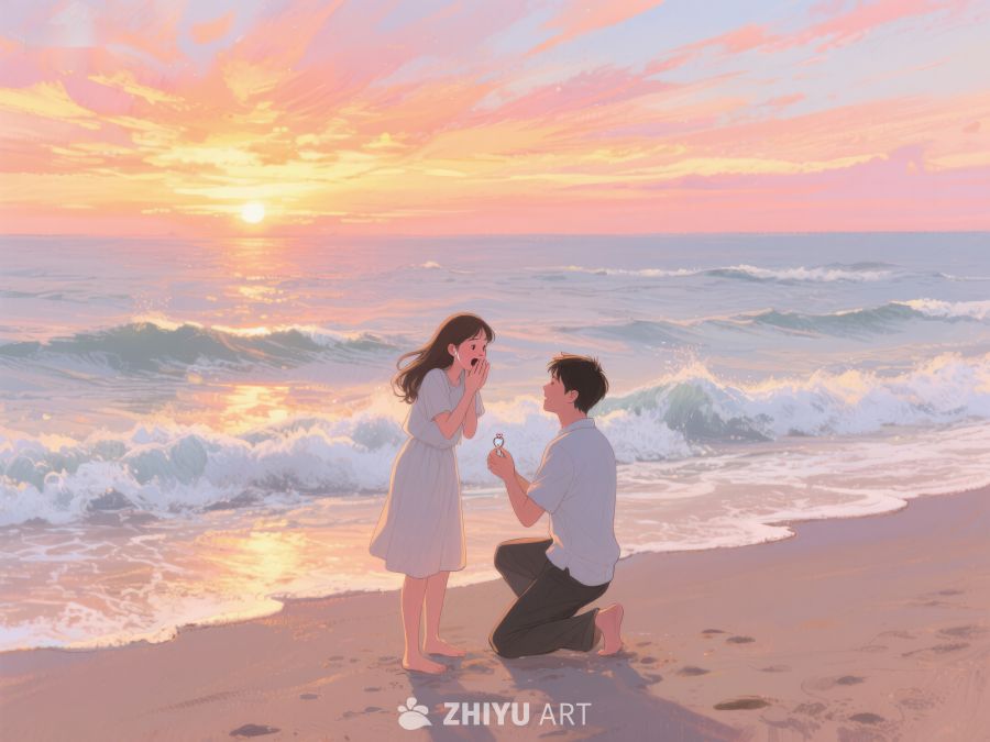 海滩日落下的求婚瞬间 277