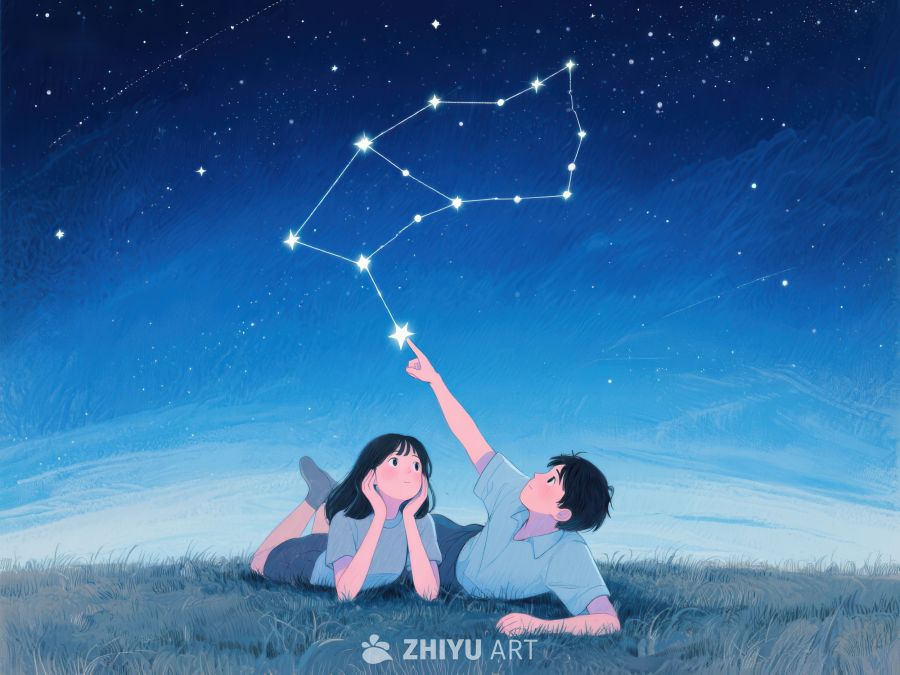 夜空下，两人共赏星座 1019