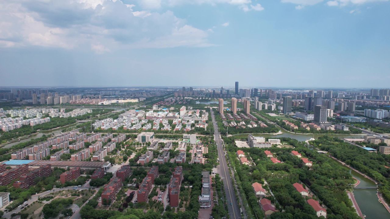 山东东营城市风光航拍  