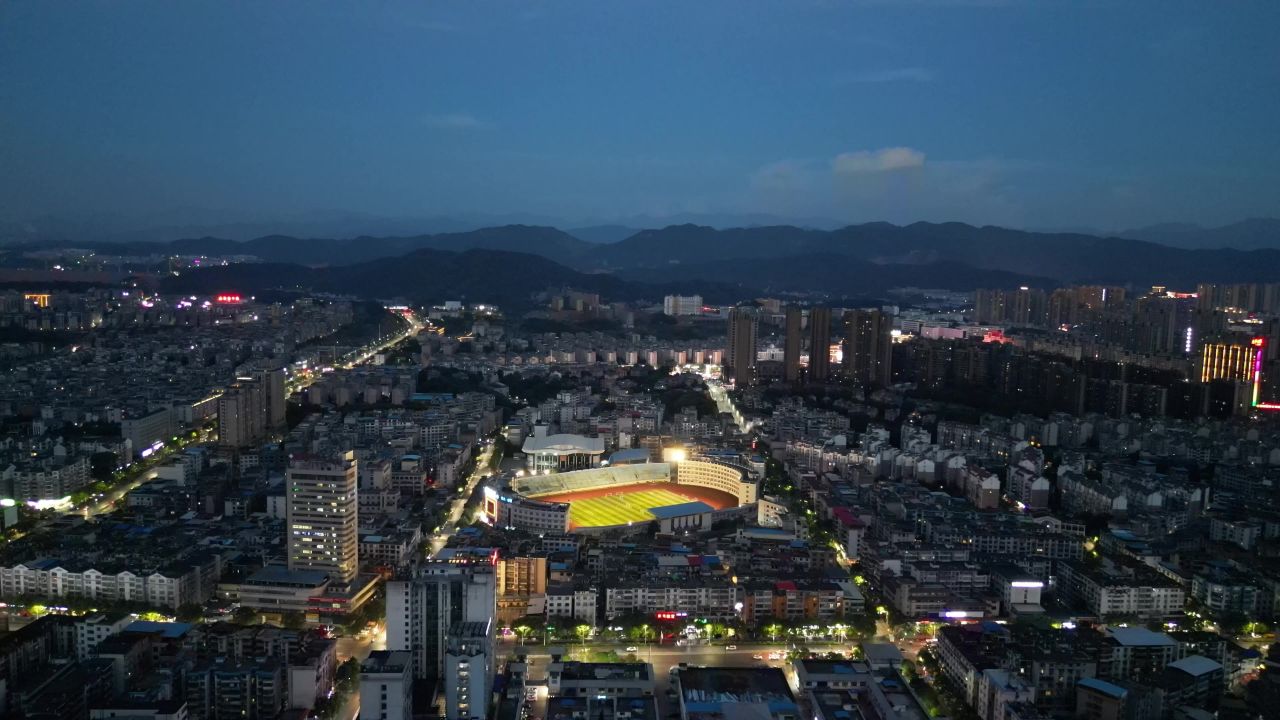  航拍江西萍乡夜幕萍乡夜景
