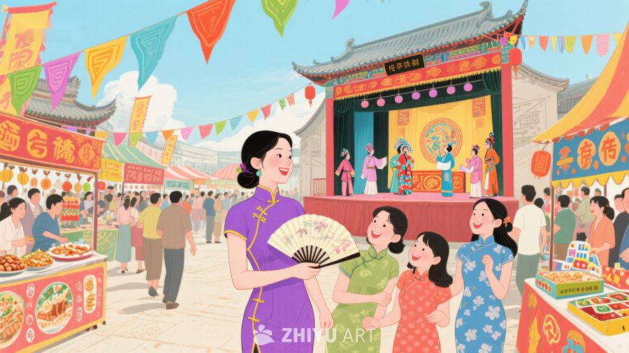 传统节日庆典，人群欢聚一堂 5