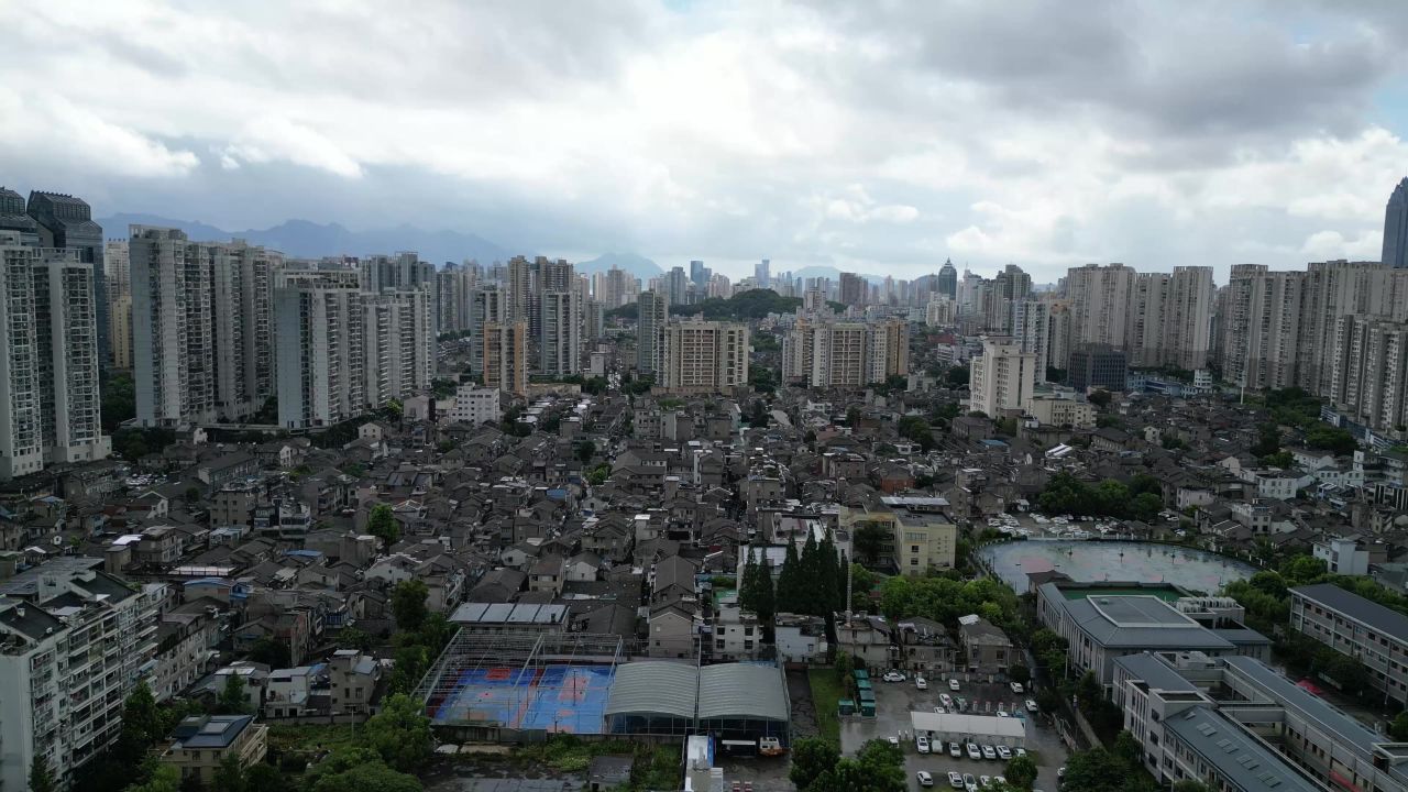 航拍浙江温州城市天际线温州大景温州鹿城区 