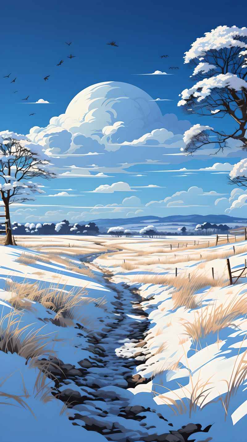 冬季唯美创意背景插画图 32