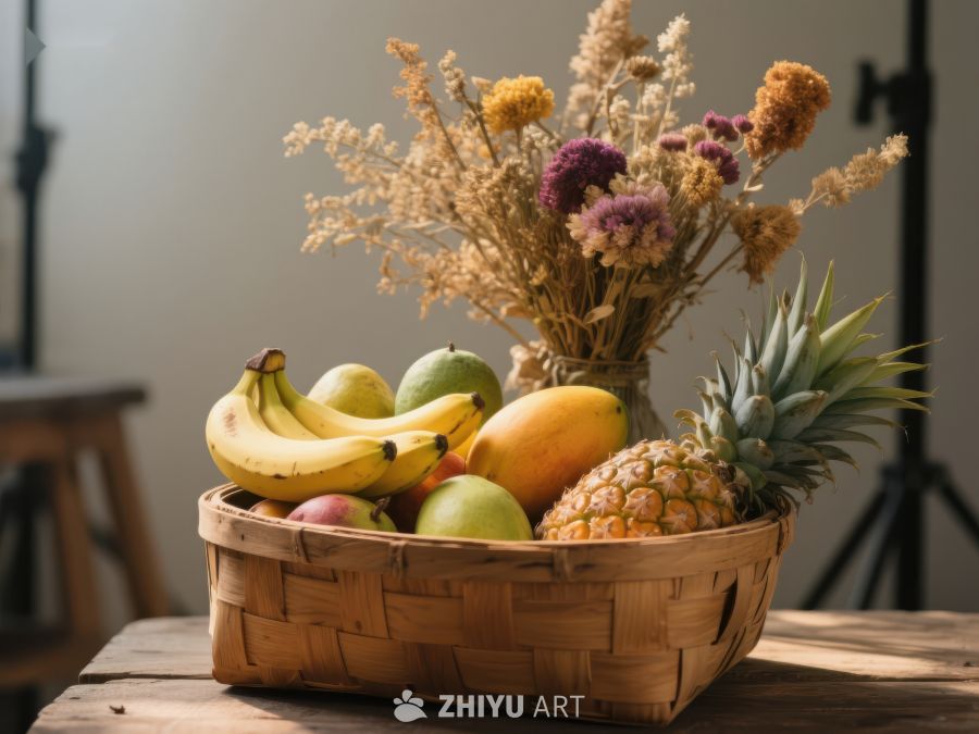 水果篮与干花装饰 534