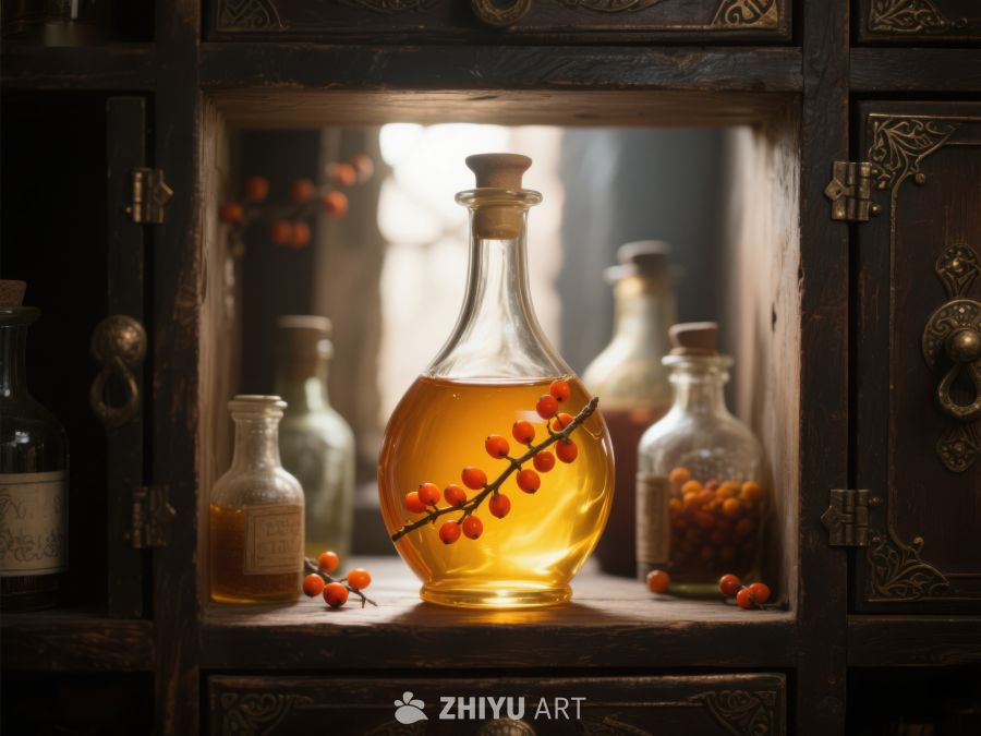古柜中的琥珀色液体与浆果 158