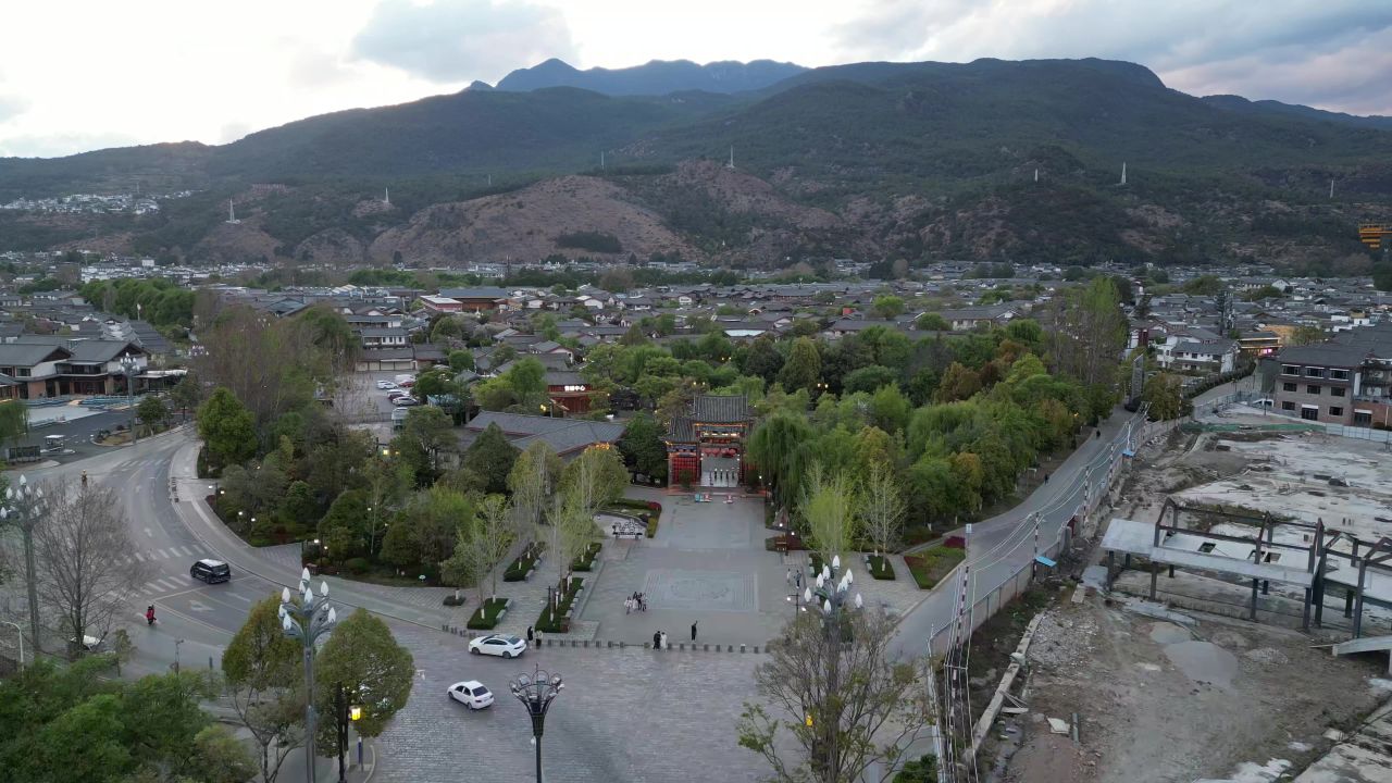  云南丽江束河古镇4A景区航拍 