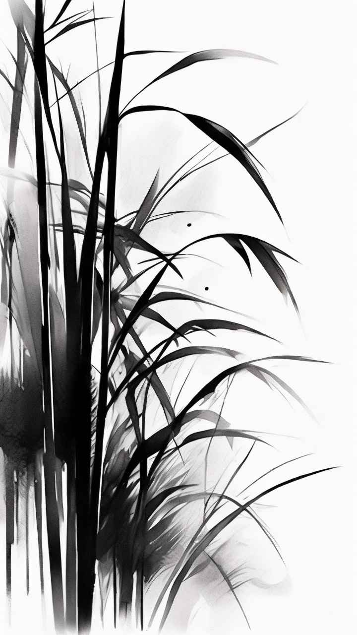 绿竹水墨插画背景图 6