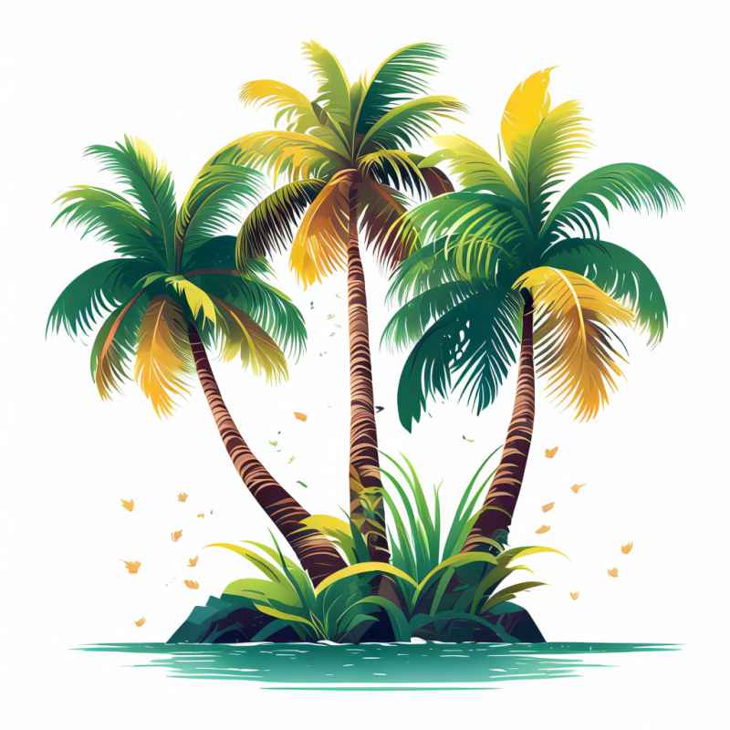 3棵热带椰子树元素插画 2