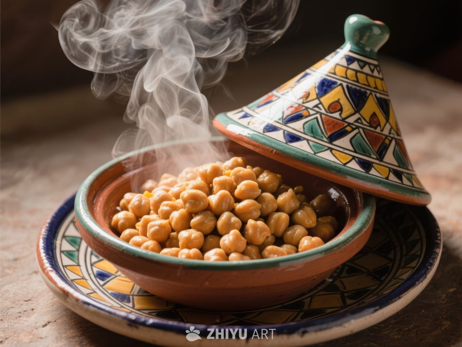 热气腾腾的塔吉锅豆类美食 923