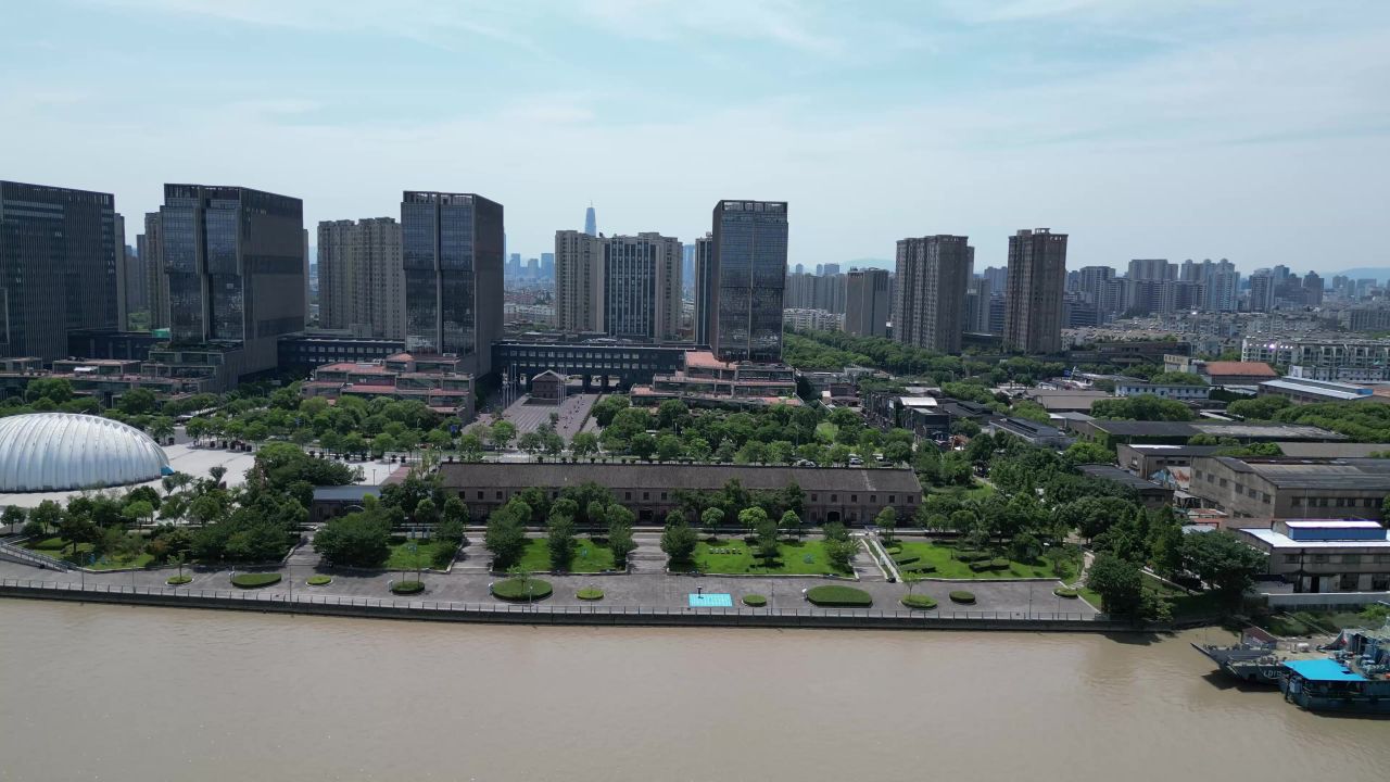 航拍浙江宁波城市风光宁波建设