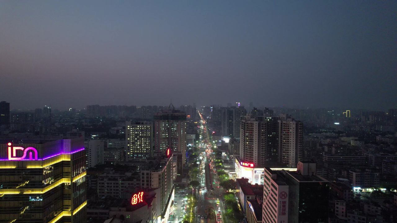 广东湛江城市夜景航拍