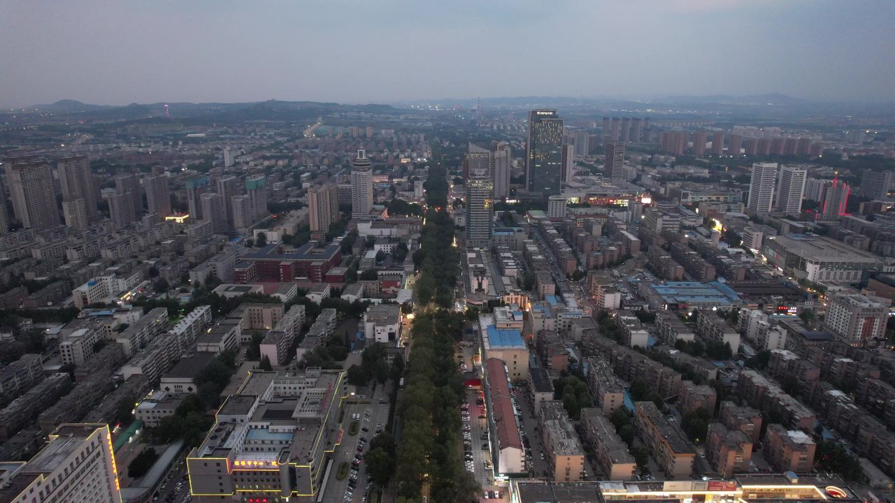 山东淄博城市风光航拍 
