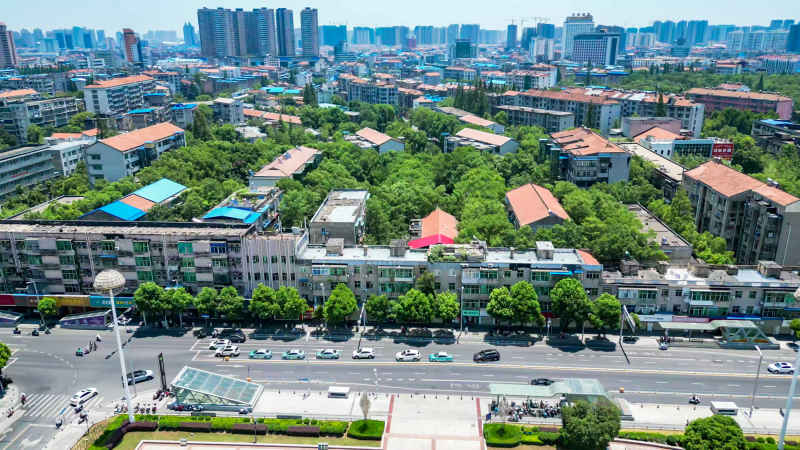 湖北鄂州城市风光航拍摄影图