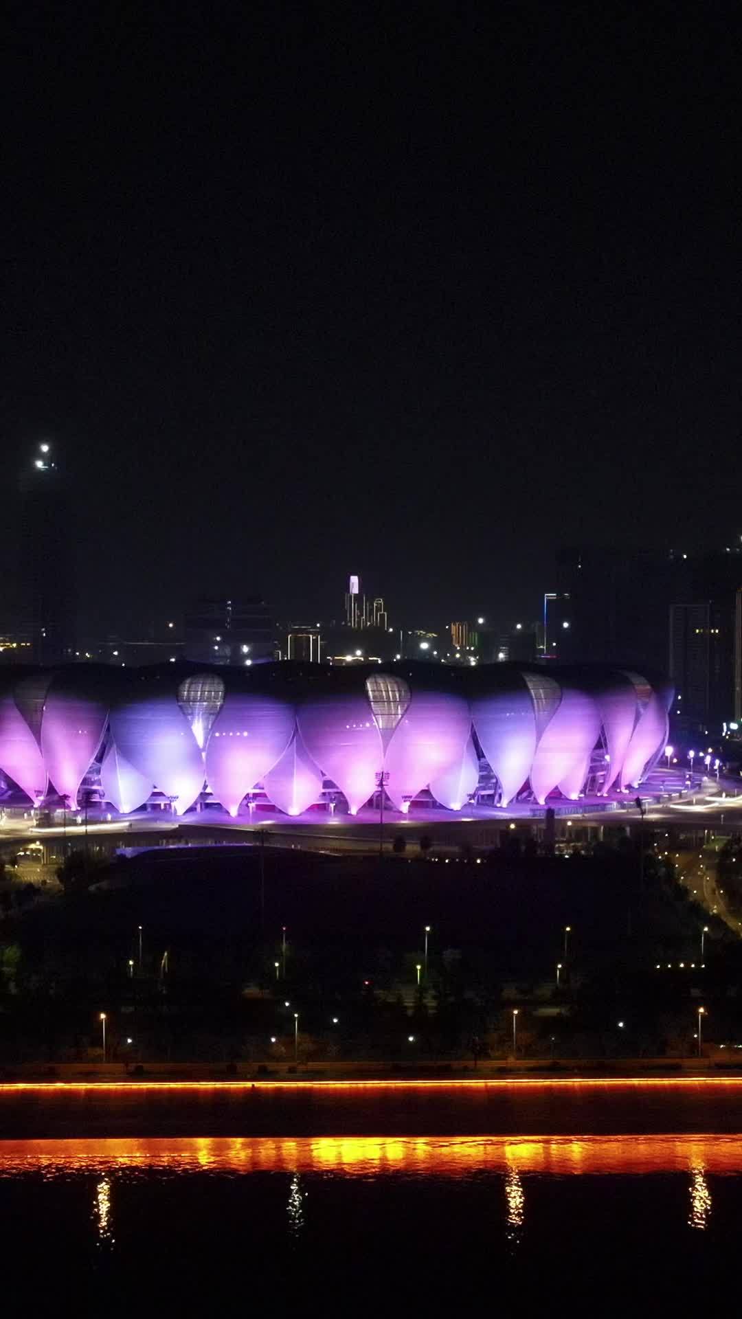 夜晚的紫色体育场