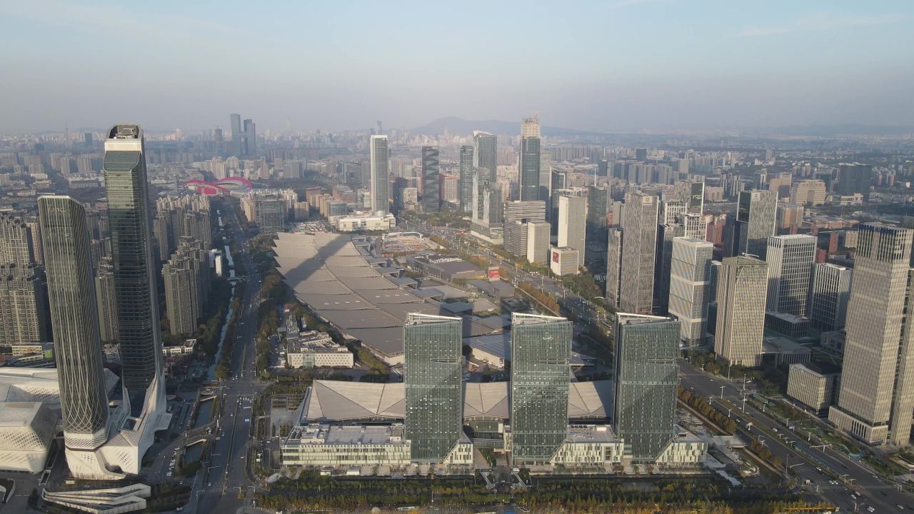 江苏南京城市风光旅游景区地标建筑航拍 