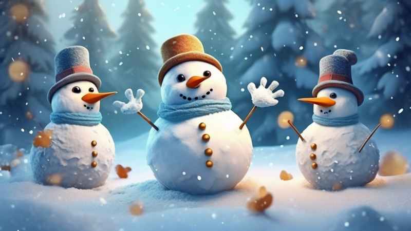 冬季插画雪人堆 2