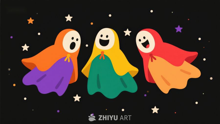 彩色斗篷幽灵的欢乐夜晚