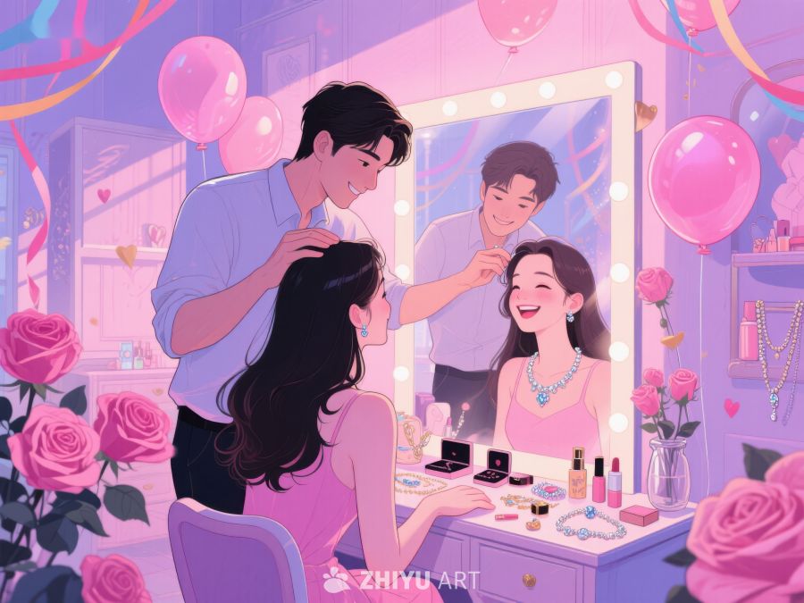 情侣在化妆间温馨互动 578