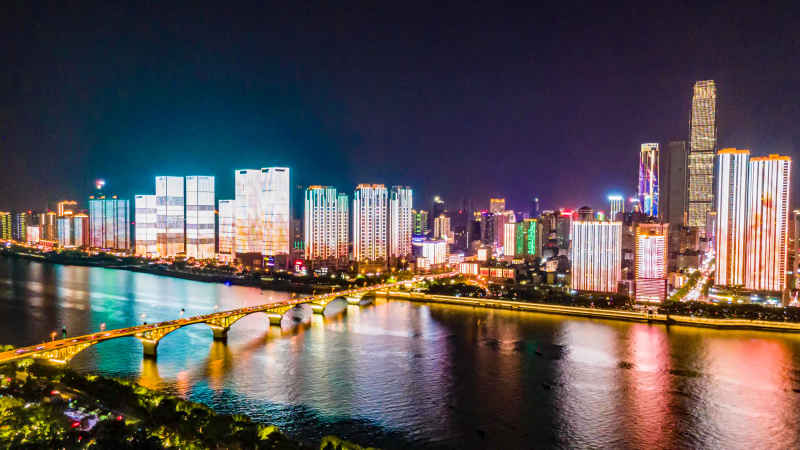 湖南长沙城市风光航拍摄影图 
