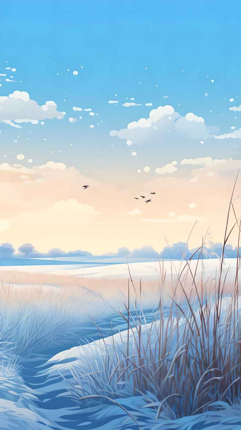 冬季唯美创意背景插画图 72