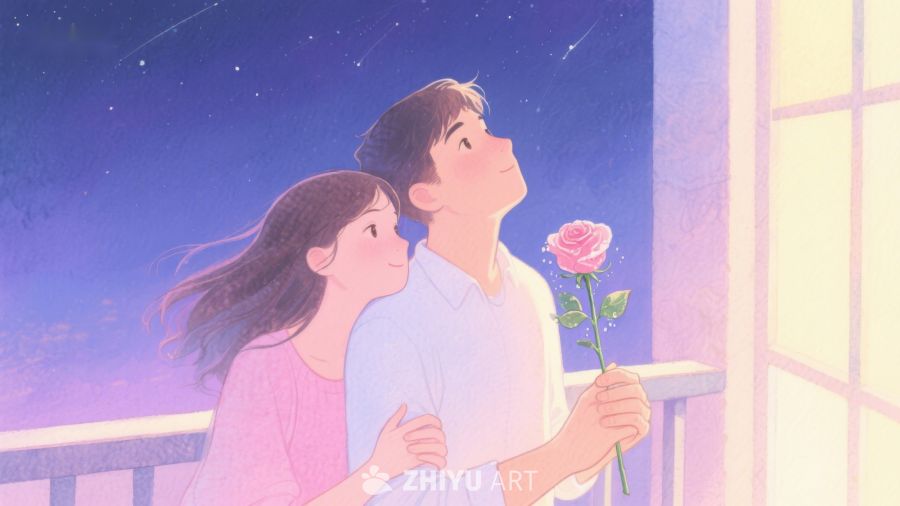 情侣共赏夜空流星 250