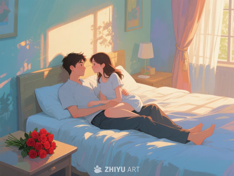 温馨卧室中的亲密时刻 838