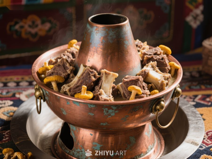 铜锅炖煮的美味羊肉 715