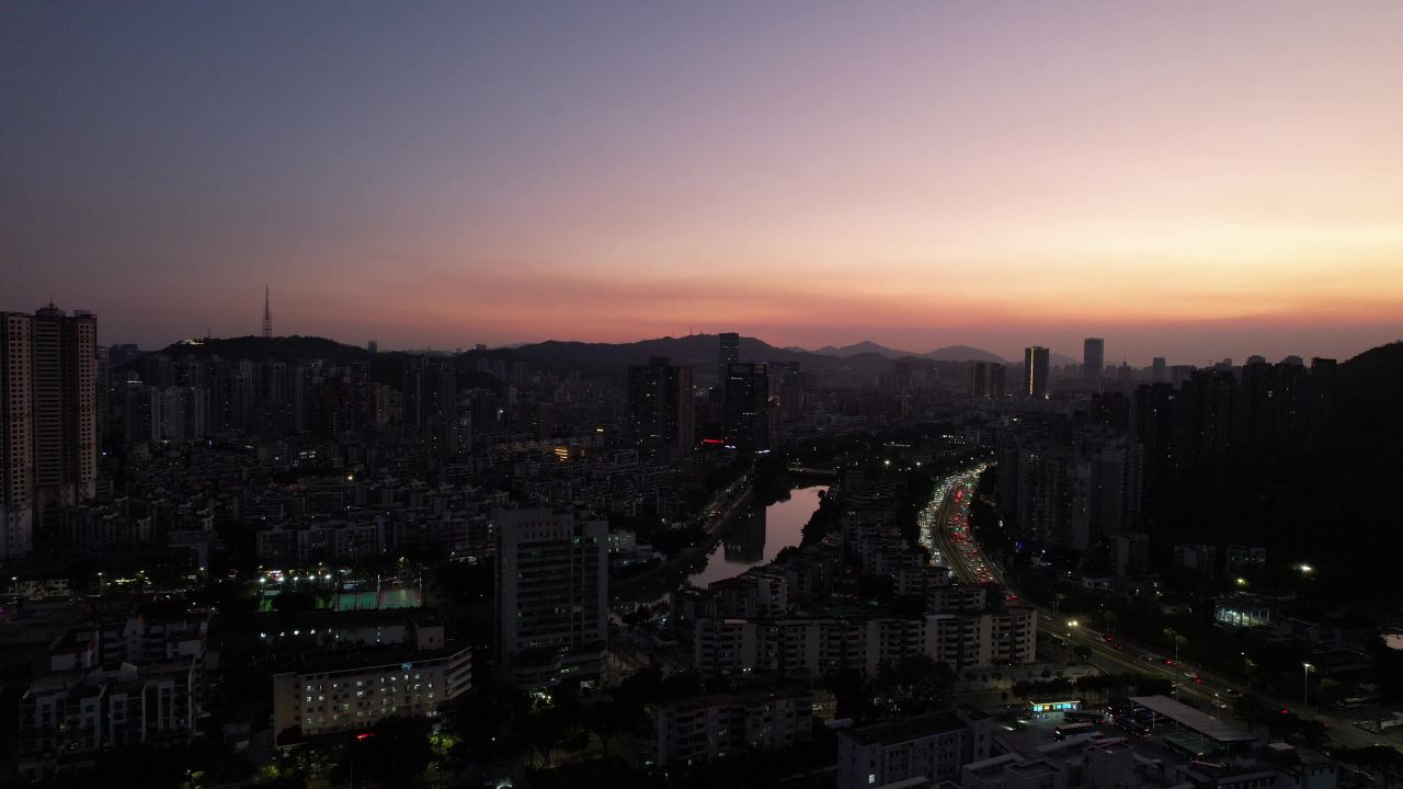 广东珠海城市风光航拍 