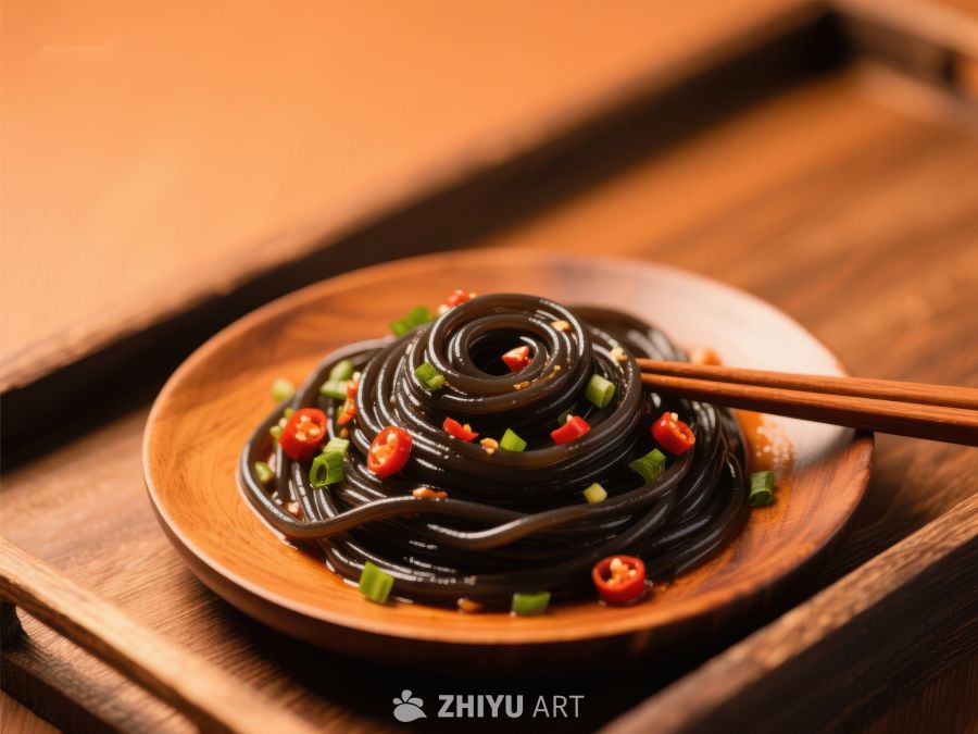 黑米凉粉配红椒香菜 225