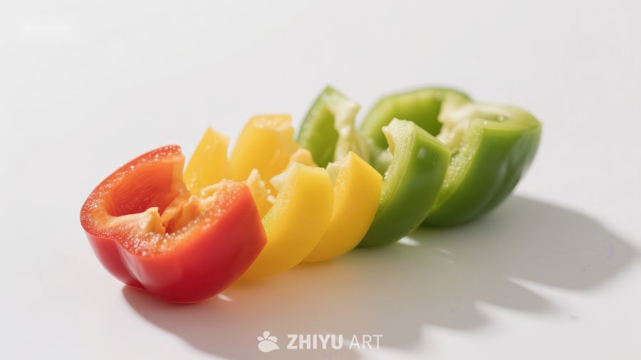 色彩鲜艳的切片甜椒