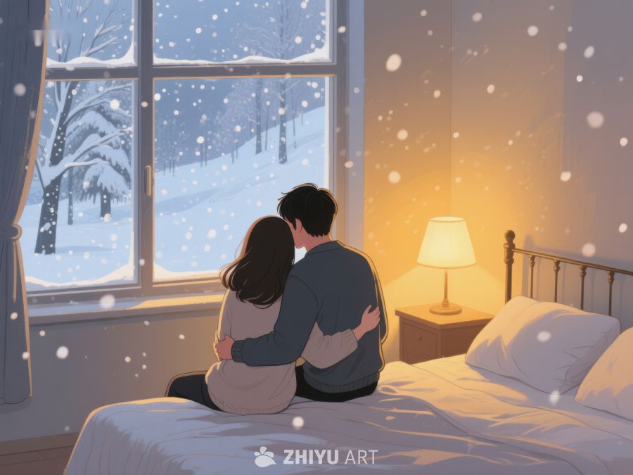 冬夜窗前的温馨拥抱 158