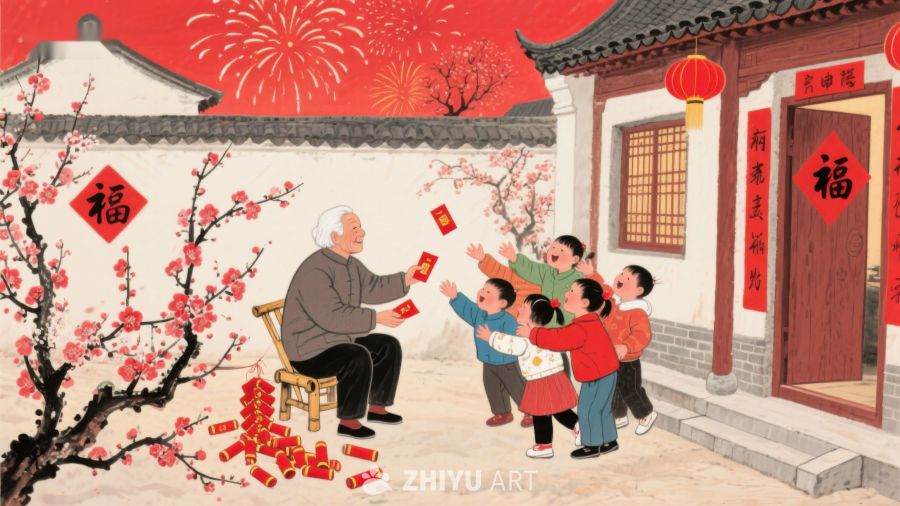 春节长辈发红包，孩童欢喜迎新年 140