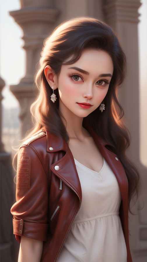 红色皮衣美女