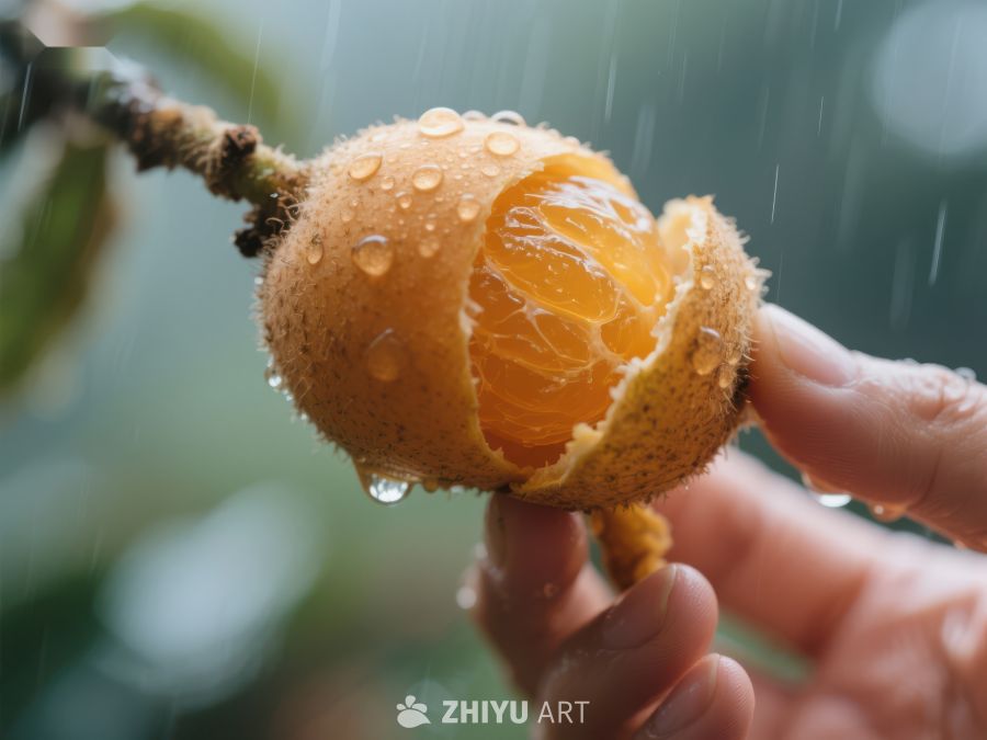 雨中剥开的柑橘，清新自然 769